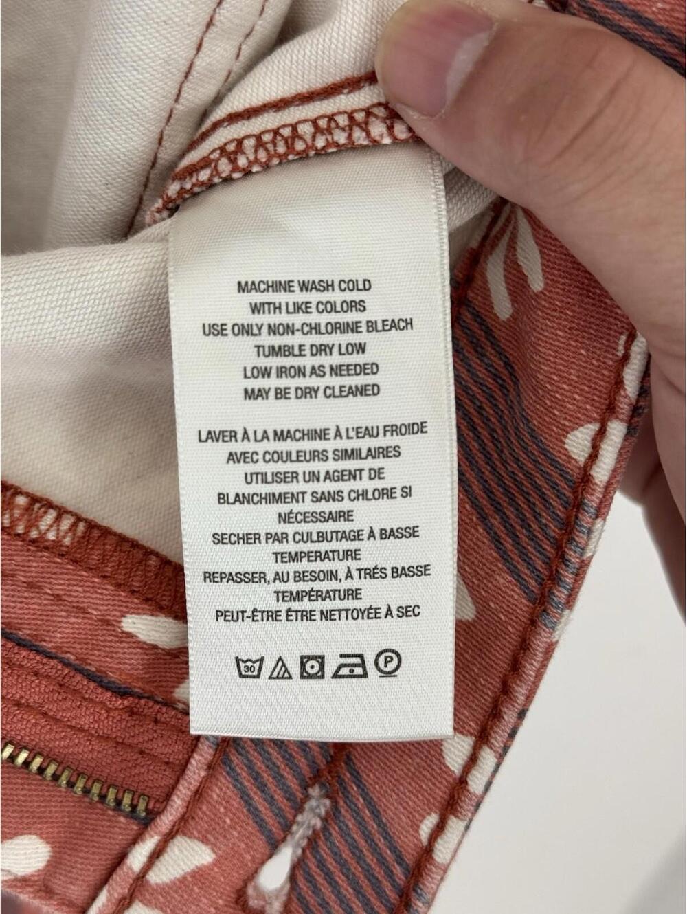 We The Free People Jeans Women’s 29 Float On Super Flare Orange Hibiscus Floral - Picture 4 of 7